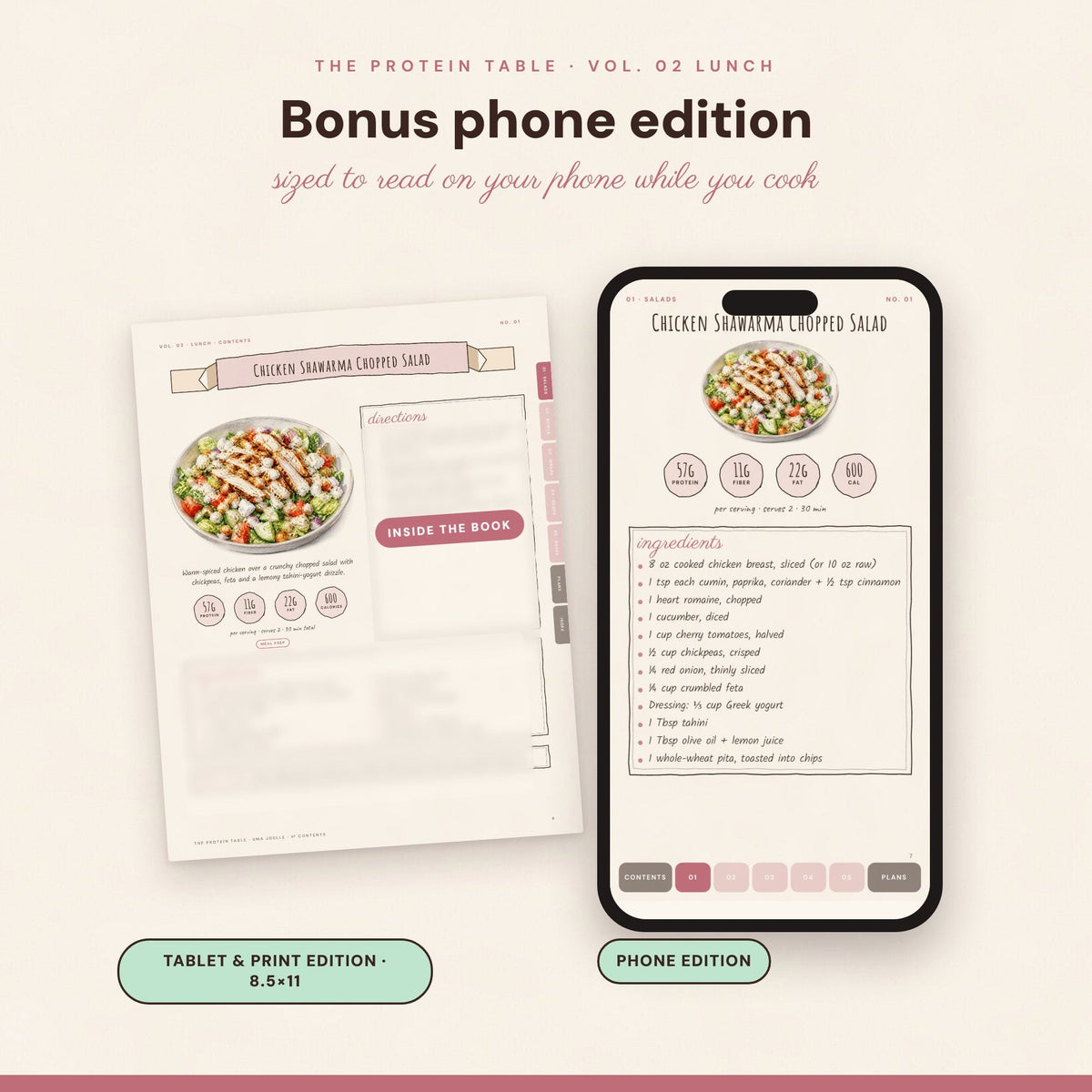 Bonus phone edition included with every volume, sized to read on your phone while you cook