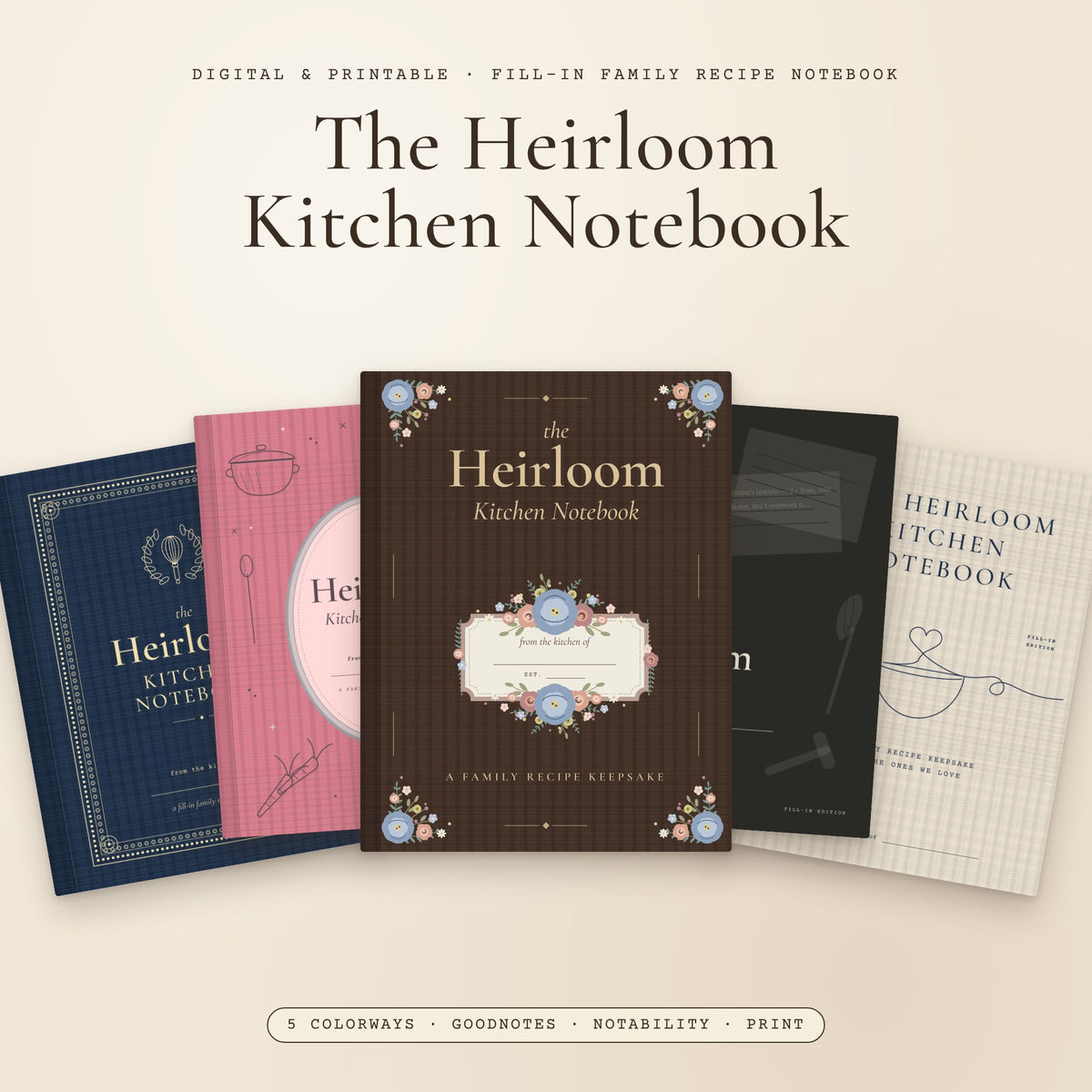The Heirloom Kitchen Notebook — Digital & Printable Family Recipe Book