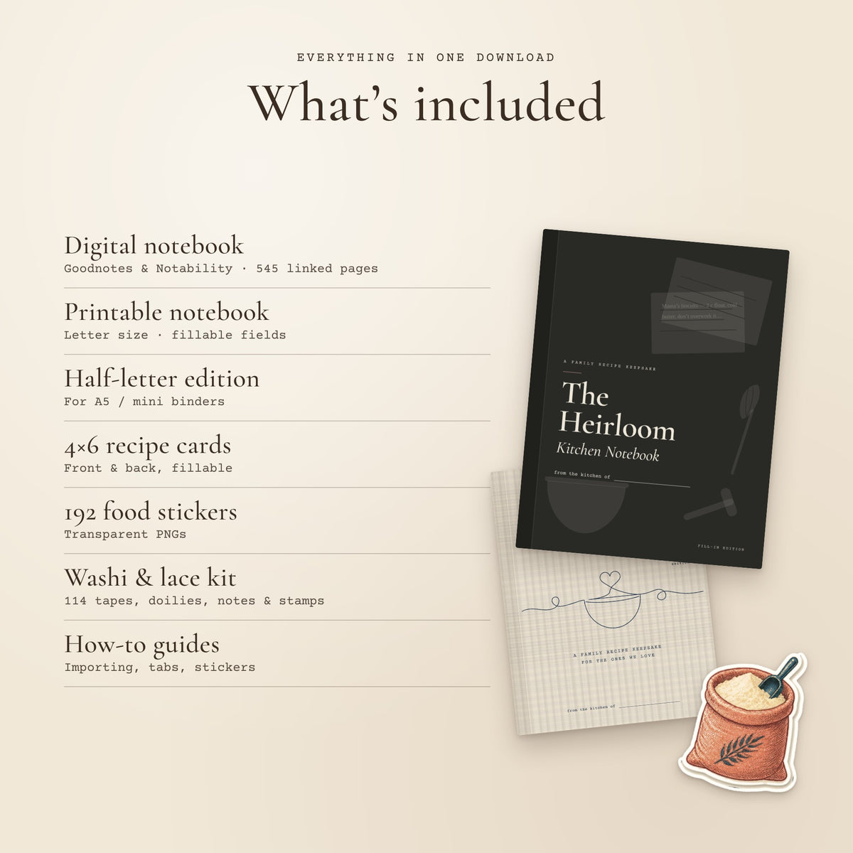 The Heirloom Kitchen Notebook — Digital & Printable Family Recipe Book